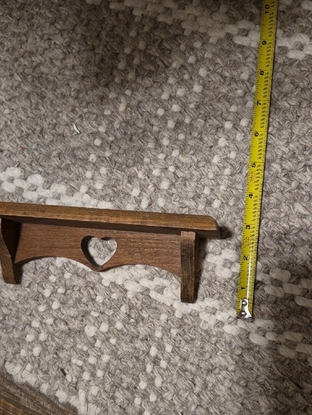 Tiny Wood Wall Shelf with Heart Accent